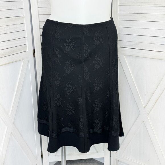 Worthington Lace Overlay Flare Skirt Black Size 14 Career Cocktail Evening - Picture 1 of 12